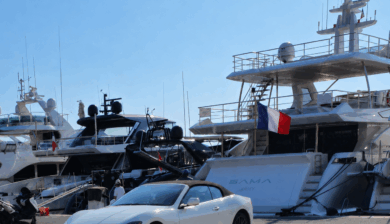 Yacht and sport car in France