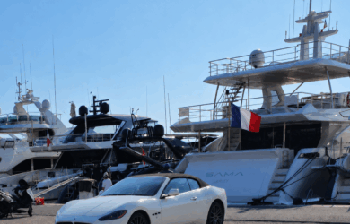 Yacht and sport car in France